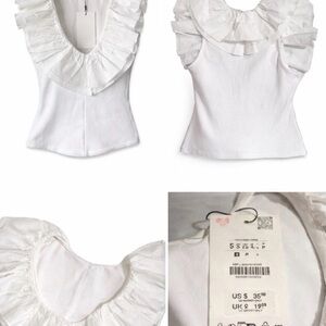 NWT Zara Ruffle White Summer Top - Size Small